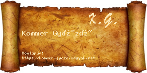 Kommer Győző névjegykártya